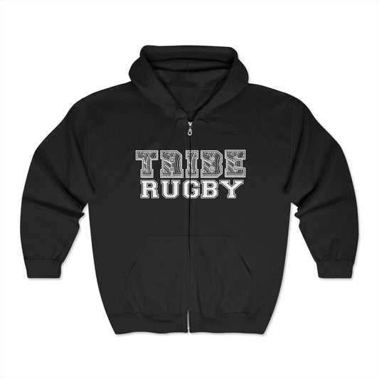 Tribe Rugby Full Zip Hooded Sweatshirt - Soft and Comfy Unisex Gildan Blend