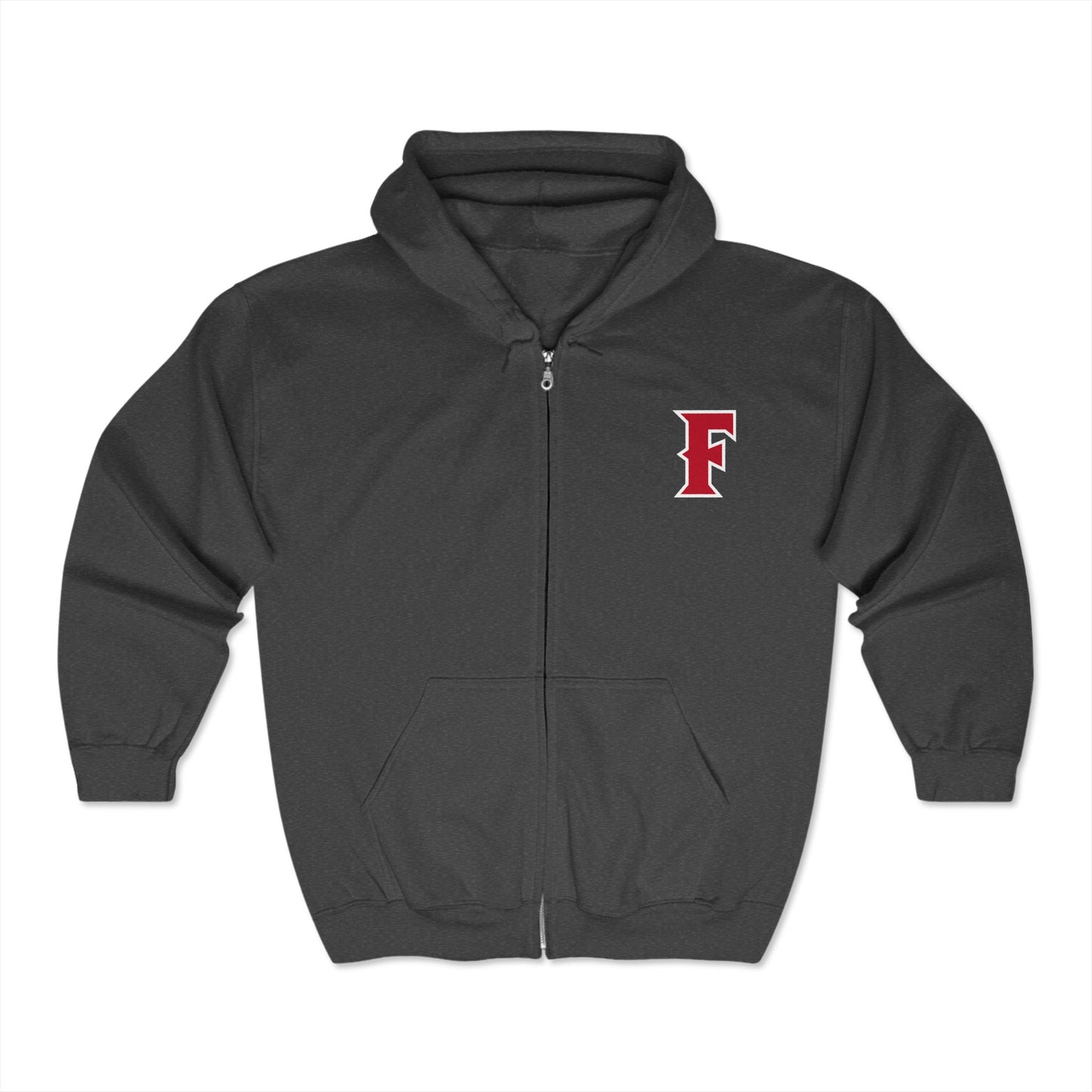 Fullerton Baseball - Full Zip Hooded Sweatshirt - Soft and Comfy Unisex Gildan Blend