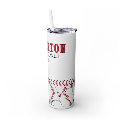 Fullerton Baseball - White Skinny Tumbler with Straw, 20oz