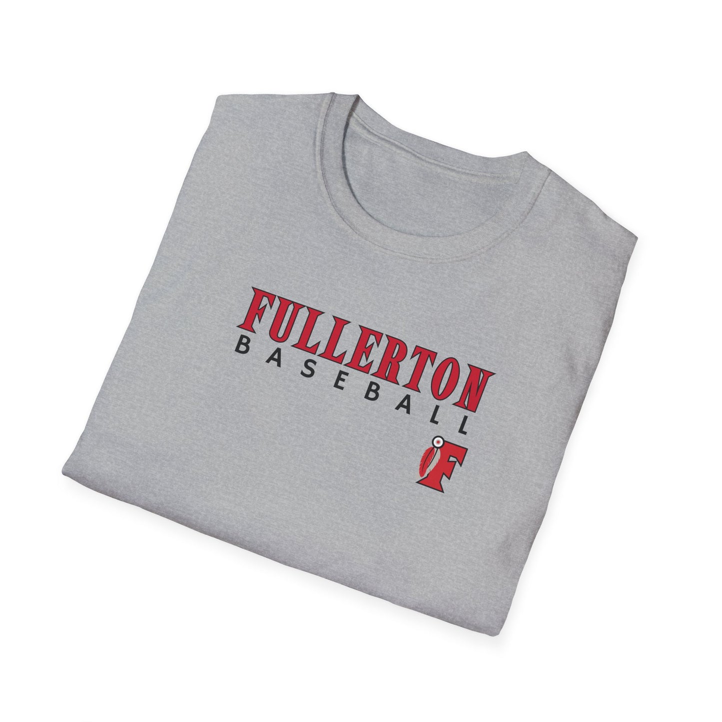 Fullerton Baseball - Unisex Softstyle T-Shirt F Feather