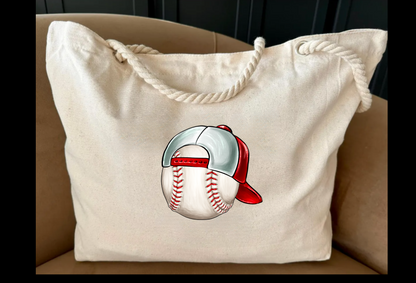 Baseball - Rope handle tote bag