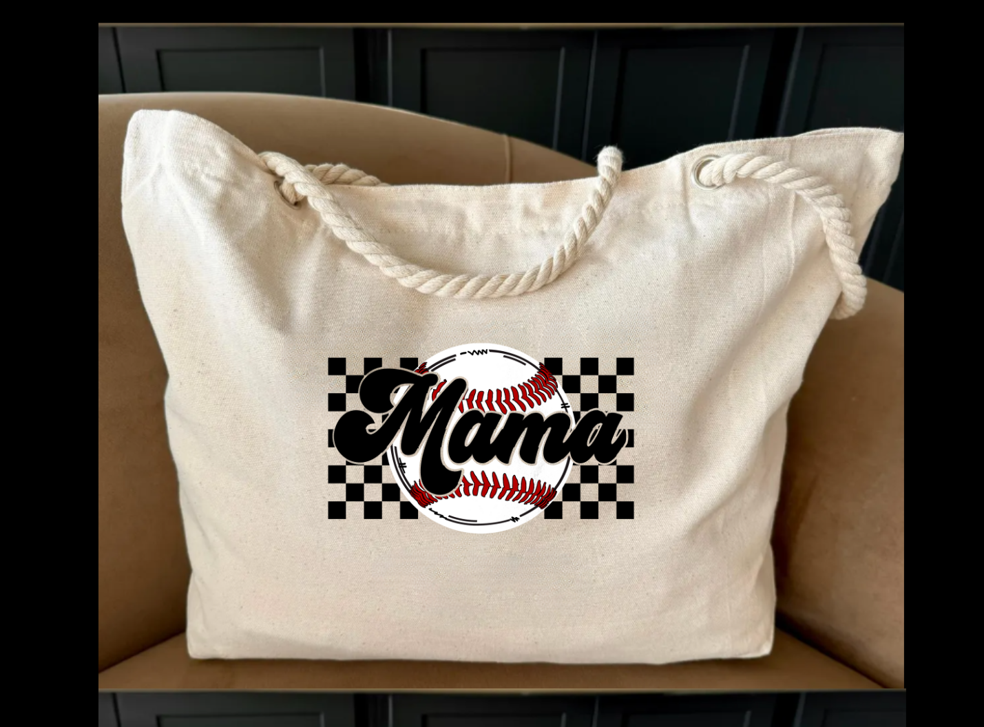 Baseball - Rope handle tote bag