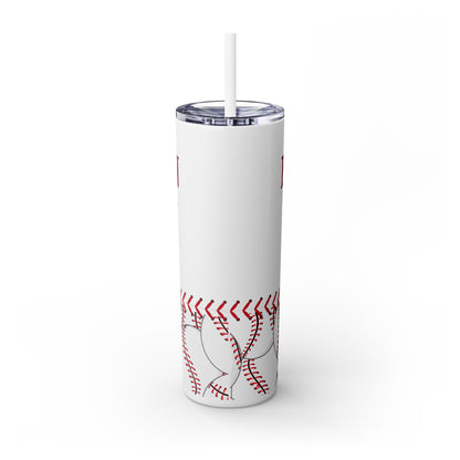 Fullerton Baseball - White Skinny Tumbler with Straw, 20oz