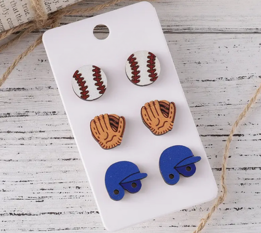 Baseball Earrings - Set of 3