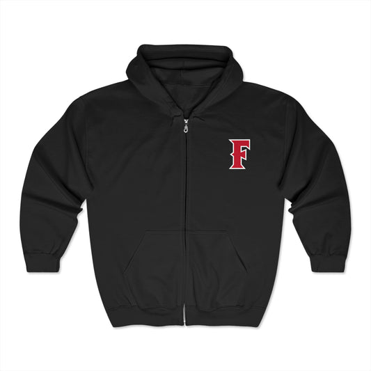 Fullerton Baseball - Full Zip Hooded Sweatshirt - Soft and Comfy Unisex Gildan Blend