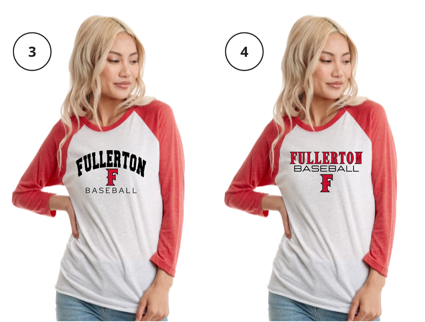 Fullerton Baseball Unisex Triblend 3/4-Sleeve