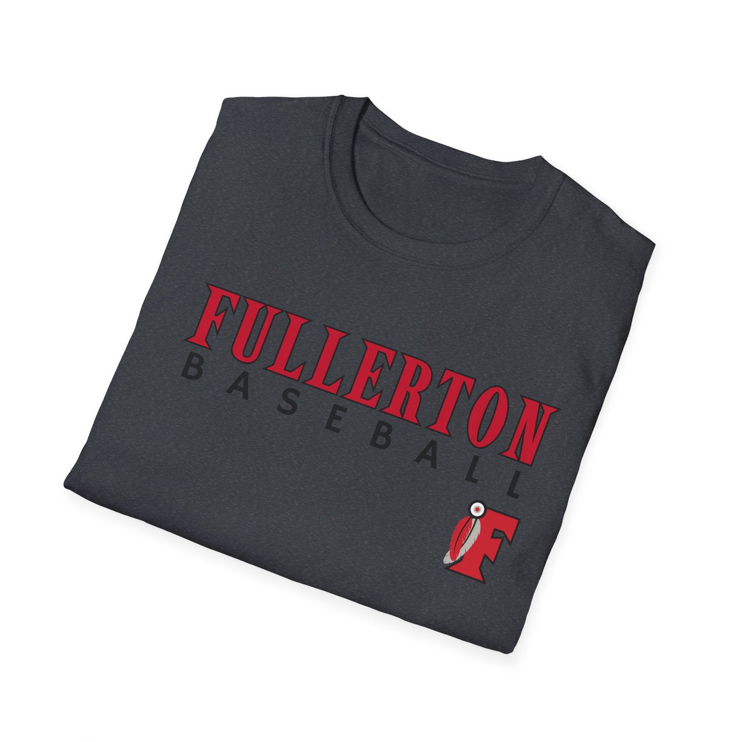 Fullerton Baseball - Unisex Softstyle T-Shirt F Feather