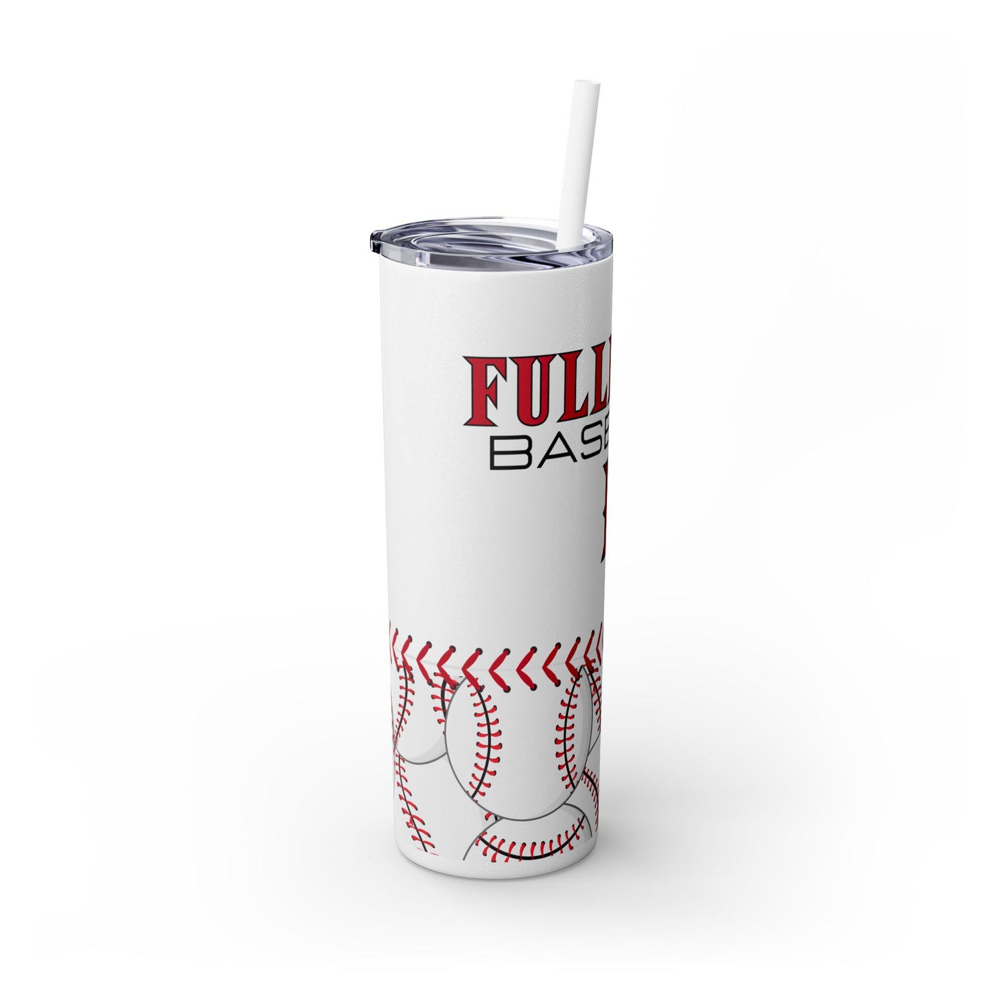 Fullerton Baseball - White Skinny Tumbler with Straw, 20oz