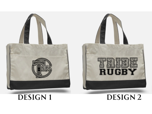 Tribe Rugby - Cotton Canvas Tote Bag with Inside Zipper Pocket