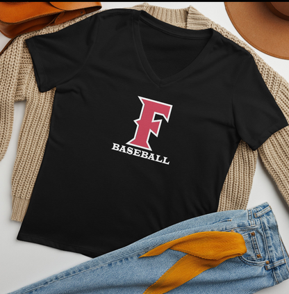 Fullerton Baseball Unisex Short Sleeve V-Neck Tee