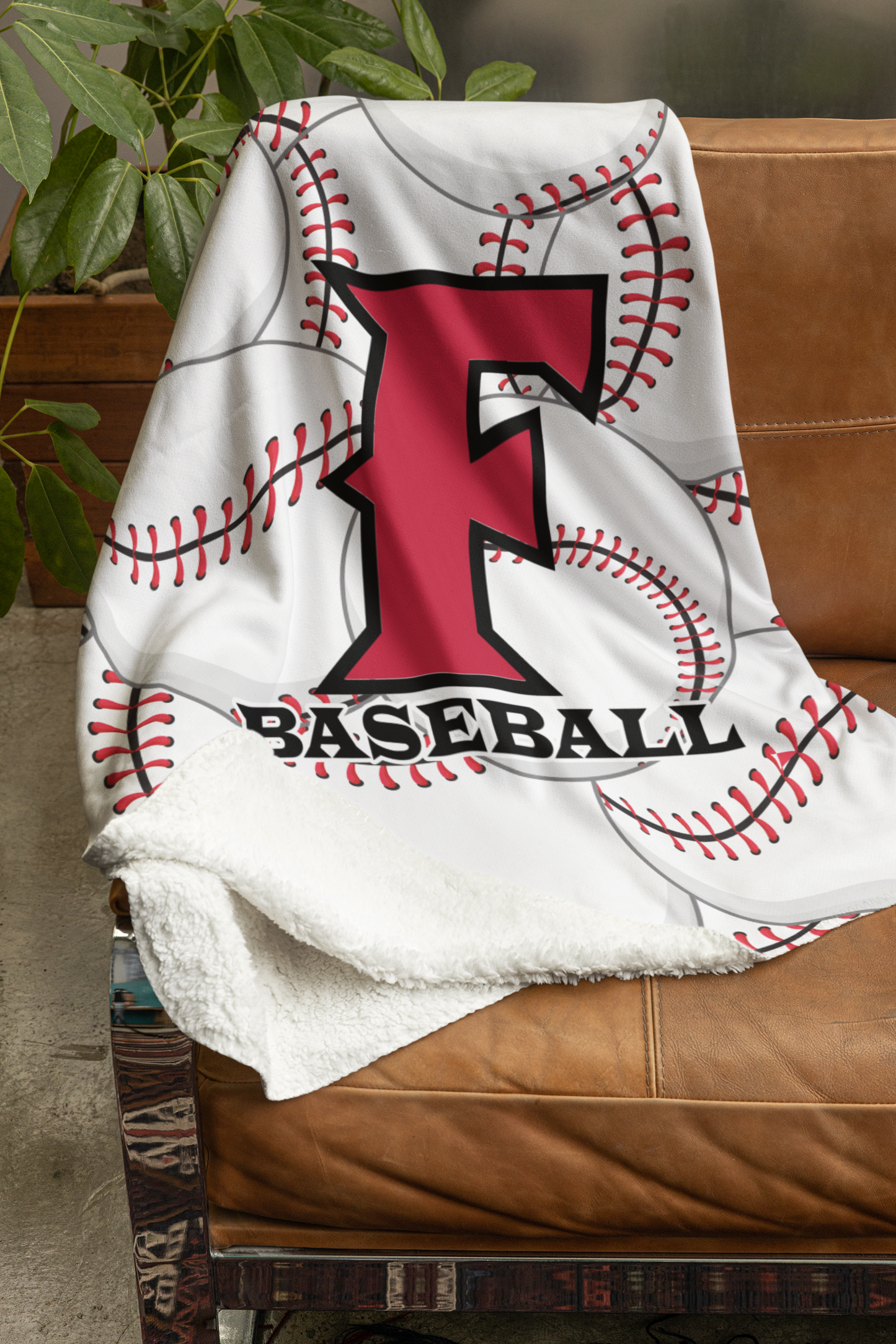 Fullerton Baseball Sherpa  blanket 50″×60″